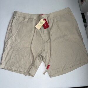Guess Men's Linen Shorts khaki Size Xl Beige Drawstring New NWT Pockets